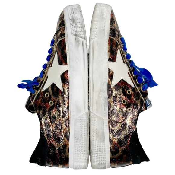 GOLDEN GOOSE May Sneaker in Leopard Laminated & Bluette Velvet Laces EU 39 - Picture 5 of 12
